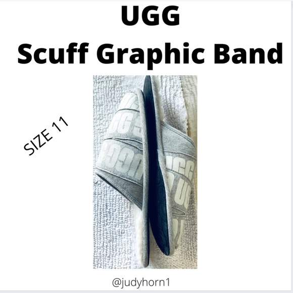 FATHER'S DAY SHOPPING " CLOSET SAMPLE"UGG Size 11 Men’s Scuff Graphic Band Grey" - Picture 10 of 11